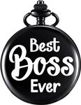 GT Gala Time Classic Black Gandhi Style Pocket Watch Best Boss Ever Engraved Unique Memorable Gift for Men Women (Best Boss)