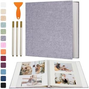 Vienrose Photo Album Self Adhesive 4x6 5x7 3x5 8x10 Scrapbook Album DIY Scrap Book with Metallic Pen 120 Pages Grey