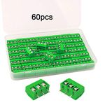 QitinDasen 60Pcs Premium 3 Position 3 Pin Plug-in PCB Terminal Block, 5.08mm Pitch PCB Mount Screw Terminal Block Connector (300V / 10A, Green)