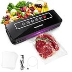 Vacuum Sealer Machine, food Vacuum Sealer Vac Pack for Dry and Moist Food Fresh Preservation, Vacuum Roll Bags & Hose Included(Black)