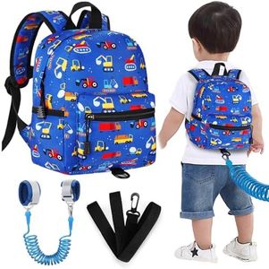 Accmor Toddler Backpack Harness Leash, Mini Baby Walking Backpacks with Anti Lost Wrist Link, Cute Truck Kids Back Pack Harnesses Leashes Tether for 1-3 Yeas Boys Outdoor Travel