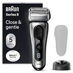 Braun Series 8 Electric Shaver for Men, 4+1 Shaving Elements & Precision Long Hair Trimmer, Charging Stand, Wet & Dry Electric Razor with 60 Minute Runtime, 8517s, Silver, Rated Which Best Buy