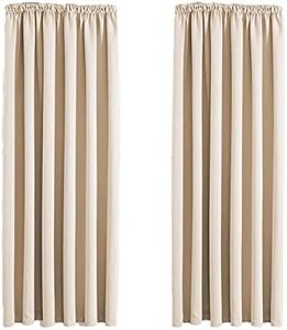 Aspire Homeware Blackout Curtains for Bedroom - Pencil Pleat Black Out Cream Curtains Thermal Insulated Room Darkening 46 x 54 inch Drop Short Living Room Curtain with Tiebacks Pair Panel