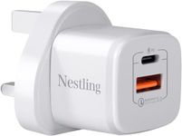 USB C Plug, Nestling 20W USB C Charger Plug, Type C Fast Charge Wall Plug 2 Ports PD & QC 3.0 Power Adapter Charger for iPhone 15/15 Pro 15/13 Pro/15 Pro Max/14/13 XS XR X 8, iPad Pro etc.