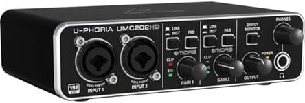Behringer U-PHORIA UMC202HD Audiophile 2x2, 24-Bit/192 kHz USB Audio Interface with Midas Mic Preamplifiers