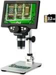 Koolertron 7" LCD Digital Microscope with 32G TF Card,12MP 1-1200X Magnification Handheld USB Microscope Camera,8 LED Light,Rechargeable Battery Microscope for Coins/Plant/Insect/Rock/PCB Soldering