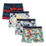 INNERSY Boys Underwear Soft Boxer Briefs with Fly Pouch Pants Trunks Mesh Underpants Multipack 4 (8-10 Years, Colourful Geometrics)