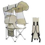 MKSY Camping Chair, Beach Chair with Canopy Shade Carry Bag for Camping Outdoor (White)