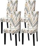 YISUN Dining Chair Covers, Stretch Spandex Chair Seat Cover Removable Washable Parson Chair Cover Kitchen Chair Protector Slipcovers (Light Beige, 4)