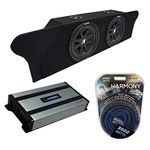 Compatible with 2010-2015 Chevy Camaro Coupe Trunk Kicker Bundle Comp C12 Dual 12" Sub Box Enclosure & Harmony HA-A800.1 Amp