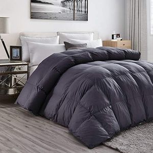 (King) - LUXURIOUS Light Weight Goose Down Comforter King Size Duvet Insert, Classic Grey, Premium Baffle Box, 1200 Thread Count 100% Egyptian Cotton Cover, 750+ Fill Power, 1770ml Fill Weight (King, Grey)