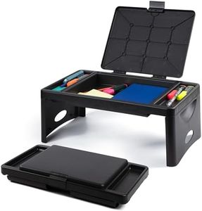 Loddie Doddie Foldable Lap Desk - 9.75 x 12 in, Black, Plastic - Lap Desk with Storage Pocket & Accessory Trays - Kids Travel Tray for Car Seat - Foldable Laptop Table for Small Spaces