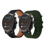 Anrir Watch Bands for Fossil Gen 6 44mm/Gen 5 44mm, 22mm Nylon+Leather Band for Fossil Gen 5 Men's Carlyle Garrett/Women's Gen 5 Julianna,Gen 4 Explorist HR,Explorist Gen 3 Smart Watch-2Pack