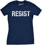 Womens Resist T Shirt Political Anti Authority Protest Tee Rebel Rally March Tee Funny Womens T Shirts Funny Political T Shirt Women's Novelty T Shirts Navy M