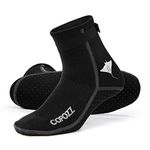 COPOZZ Dive Water Socks，3mm Neoprene Diving Socks Anti-slip Thermal Fin Socks for Swimming Snorkeling Surfing Kayaking (Black 02-High Cut, Large), Black 02-high Cut, 7.5