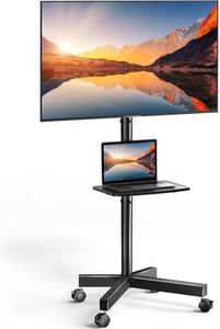 PERLESMITH Rolling TV Stand on Wheels for 23-60 Inch Flat Curved Screen TVs, Mobile TV Cart Height - Adjustable with Shelf/Tray, Portable TV Stand Holds up to 55 lbs, Max VESA 400x400mm, PSTVMC04
