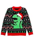 Tstars Trex Ugly Christmas Sweater Dino Dinosaur Lovers Gift for Men Women Large Multicolor