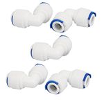 Sourcingmap 1/4-inch Elbow Push Fit Quick Connect 5pcs for RO Water System Drinking Fountain