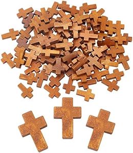 SUNNYCLUE 100 Uds. Colgantes de Cruz de Madera de Madera Natural Pequeños Colgantes de Abalorios de Cruz para Favores de Fiesta Collar Fabricación de Joyas DIY Artesanía Accesorios Hechos A Mano