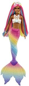 Barbie Dreamtopia Doll, Rainbow Magic Mermaid with Rainbow Hair and Light Brown Eyes, Water-Activated Color-Change Feature