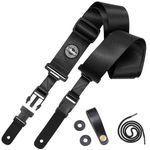 Amumu Nylon Seatbelt Guitar Strap with clip Buckle for Acoustic Guitar Electric Guitar and Bass Guitars -Black