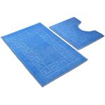 Paradise Products Bath Mat Set - New Greek Rug Style, 2-Piece Non-slip Bathroom Mats (Blue)