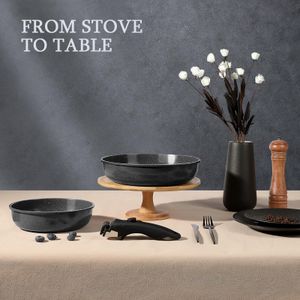 GiPP 11-Piece Non-Stick Ceramic Cookware Set – Grey, Detachable Handle, Induction Safe
