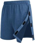 Deyeek Mens Tearaway Shorts After Knee Surgery Snap On Shorts for Women Hospital Break Away Post Surgery Pants with Pockets Heather Blue