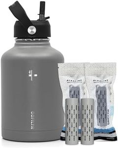 GOFILTR 50 oz Alkaline Water Bottle With Straw Lid + Two 9.5 ph Alkaline Water Infusers/Sport Insulated Water Bottle Jug/Creates Alkaline Water, Color: Sage