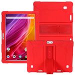 HminSen Case for Dragon Touch 10 inch K10 Tablet, Kid Friendly Soft Silicone Adjustable Stand Cover for Lectrus 10, Victbing 10, Hoozo 10, Wecool 10.1, Yuntab 10.1 (K107/K17) Android Tablet (Red)