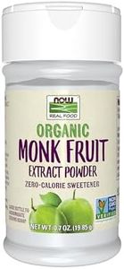 NOW Foods, Certified Organic Monk Fruit Extract Powder, Zero Calorie Sweetener, Large Bottle for Serving Scoop, Certified Non-GMO, 0.7-Ounce
