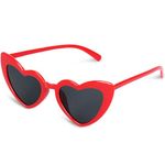 Red Vintage Heart Shaped Sunglasses for Women Men Kids Vintage Love Heart Sunglasses Cat Eye Ladies Fashion Retro Eyeglasses for Protection Eyewear