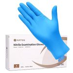 NATON Nitrile Gloves Latex Free S - Vinyl Multi-Purpose Disposable Gloves, Protein Free, Box of 100, Blue for Women (Small)