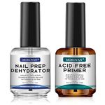 Morovan Natural Nail Prep Dehydrate and Acid-Free Primer: Dehydrator for Acrylic and Gel Nail Polish Non Acid Nail Primer for UV Gels Fast Dry Superior Bonding Agent Gift Box Set