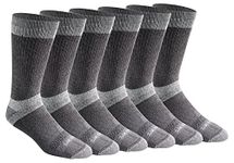 Dickies Men's Dri-tech Moisture Control Crew Socks Multipack, 3.0 Full Cushion Charcoal (6 Pairs), Shoe Size: 6-12