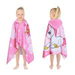 Decalsweet Pink Unicorn Hooded Towel for Kids,Soft Children's Bath Towel,Large Poncho Towel for Toddlers Girls Beach Swimming