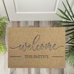 Personalised Coir Door Mat: Precision Laser-Etched Design, Heavy-Duty for Home & Office Entrances (Style 5, Brown Coir)