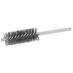 Weiler Power Tube Brush, Steel, Round Shank, Double Stem, Double Spiral, 1" Diameter, 0.0104" Wire Diameter, 1/4" Shank, 2000 RPM (Pack of 1)