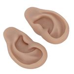 YUYTE Silicone Ear Model, Artificial Human Ear Model, Dark Skin Color Soft Flexible Simulation Silicone Ear Model, for Teaching Ear Picking Practice