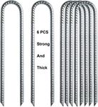 IME Ground Rebar Stakes Garden Staples Tent Nails Galvanized Steel U Pegs Gardening Anchors, Heavy Duty Landscape Pins for Camping Tents Trampoline Canopies Sheds Ports Swing Sets 12 inch 6pack