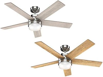 Hunter Fan, Ventilateur de Plafond avec Lumière et Télécommande pour Intérieur, Claudette, 5 Pales Réversibles, Couleur Nickel, 132 cm, Idéal Été comme Hiver, Modèle 50652