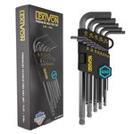 LEXIVON Allen Wrench Set, 13-Piece Premium SAE Hex Keys, L-Shaped Long Arm Ball End Design, Industrial-Grade S2 Alloy Steel (LX-130H-IN)