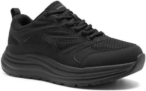 Men's Orthopedic Wide Trail Sneakers: Fit Plantar Fasciitis Neuropathy Orthotic Arch Support Heel Spur Sports Athletic Shoes, Fashion Dress Metatarsal Travel Bowling Work Tennis Shoes Black Size 9.5