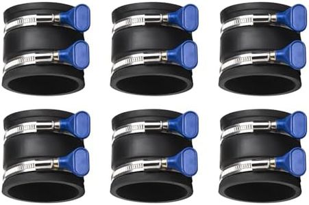 POWERTEC 70337-P6 2-1/2" Dust Control Flex Cuff w/Adjustable Key Hose Clamps, Hose Connector Rubber Cuff Coupler for Woodworking Dust Collection Fittings, Dust Collector Accessories & Machinery, 6 PK