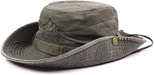 THENICE Unisex Cotton Sun Cap Outdoor Bucket Mesh Boonie Hat (S01-Army Green)