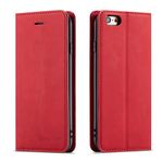 QLTYPRI Case for iPhone 6 iPhone 6S, Premium PU Leather Cover TPU Bumper with Card Holder Kickstand Hidden Magnetic Adsorption Flip Wallet Case Cover for iPhone 6 iPhone 6S - Red