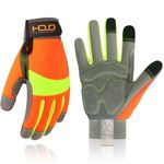 HANDLANDY Anti Vibration Gloves Hi-vis Reflective Safety Work Gloves, Touch Screen, Flexible Spandex Back Anti Vibrant Gloves, XL