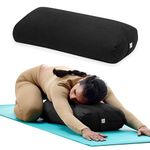 Gaiam Yoga Bolster Long Meditation Pillow Cushion for Restorative Yoga & Sitting on Floor, Black