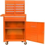 pouseayar 5 Drawers Rolling Tool Box Organizer, Tool Chest with Wheels, Bottom Cabinet and One Adjustable Shelf Snap on Tool Box Rolling Garage Workshop Storage Cabinet - Orange
