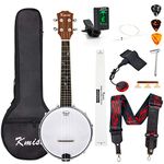 Kmise Banjolele Concert Banjo Ukulele 4 String 23 inch Banjos with Gig Bag Tuner Pickup Multifunctional Strap Strings Picks Bridge Ruler Wrench